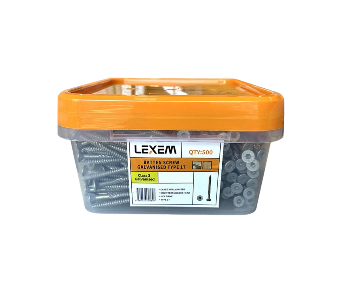 Batten Screws: 10 x 100mm - Hex Driv - BOX: 500 pcs (GAL)