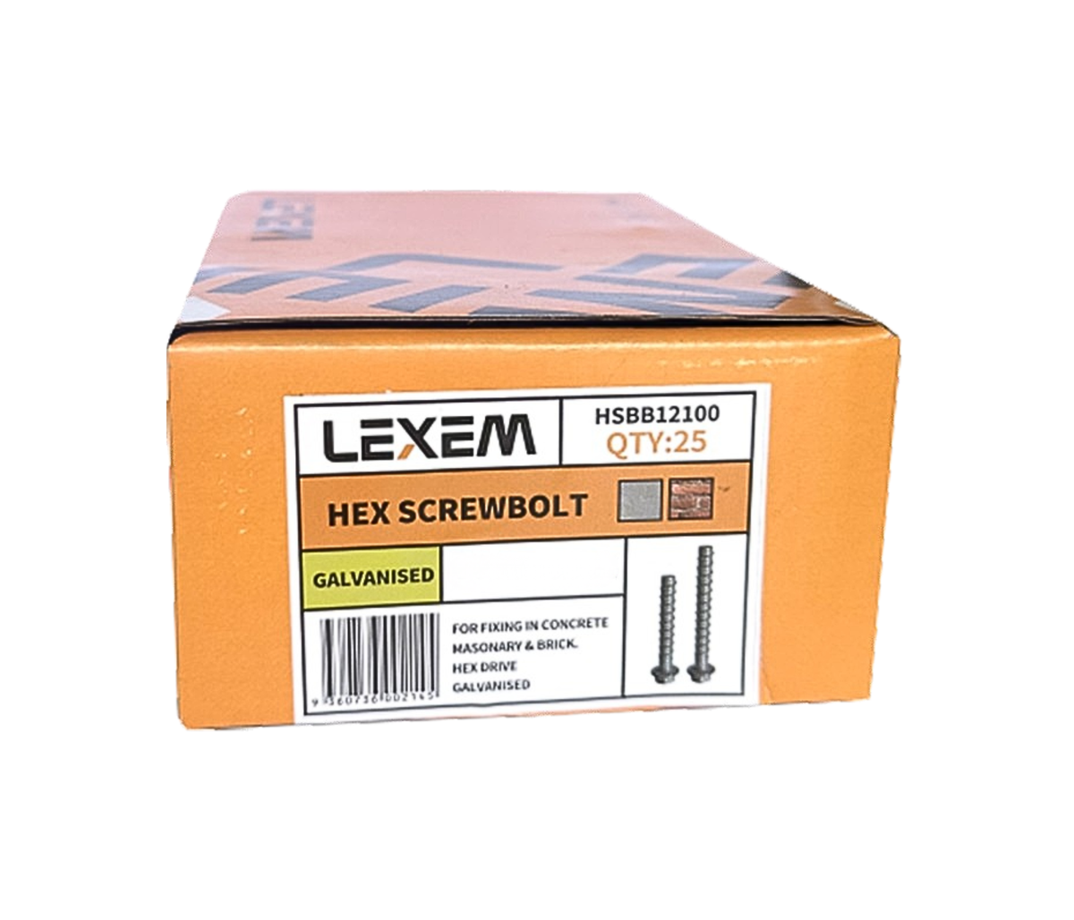 Hex Screwbolt - 8 x 75mm - BOX: 25 pcs (GAL)